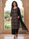 Black Cotton Jaipuri Printed Kurta & Pant With Dupatta