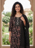 Black Cotton Jaipuri Printed Kurta & Pant With Dupatta