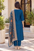 Blue Cotton Blend Solid kurta sets women