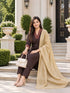 Brown Cotton Blend Solid Kurta sets women