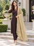 Brown Cotton Blend Solid Kurta sets women