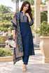 Navy Blue Cotton Blend Embroidered kurta sets women