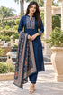 Navy Blue Cotton Blend Embroidered kurta sets women