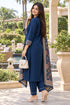 Navy Blue Cotton Blend Embroidered kurta sets women