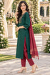 Bottle Green Cotton Blend Embroidered kurta sets women