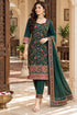 Green Silk Blend Jacquard Woven with Inner Straight Kurta & Pant With Dupatta