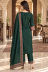 Green Silk Blend Jacquard Woven with Inner Straight Kurta & Pant With Dupatta
