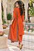 Orange Silk Blend Jacquard Woven with Inner Straight Kurta & Pant With Dupatta