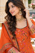 Orange Silk Blend Jacquard Woven with Inner Straight Kurta & Pant With Dupatta