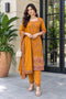 Mustard Yellow Silk Blend Jacquard Woven with Inner Straight Kurta & Pant With Dupatta