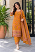 Mustard Yellow Silk Blend Jacquard Woven with Inner Straight Kurta & Pant With Dupatta