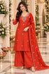 Rust Silk Blend with Inner Embroidered Beads Work Straight Kurta & Pant With Dupatta