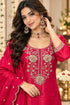 Pink Silk Blend with Inner Embroidered Beads Work Straight Kurta & Pant With Dupatta