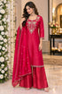 Pink Silk Blend with Inner Embroidered Beads Work Straight Kurta & Pant With Dupatta