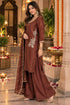 Brown Silk Blend with Inner Embroidered Beads Work Straight Kurta & Pant With Dupatta
