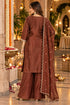 Brown Silk Blend with Inner Embroidered Beads Work Straight Kurta & Pant With Dupatta