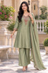 Pista Green Silk Blend with Inner Embroidered A-Line Kurta & Pant With Dupatta