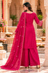 Fuchsia Pink Silk Blend with Inner Embroidered Straight Kurta & Pant With Dupatta