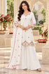White Silk Blend with Inner Embroidered Straight Kurta & Palazzo With Dupatta
