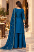 Teal Blue Silk Blend with Inner Embroidered Straight Kurta & Pant With Dupatta