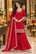 Red Silk Blend with Inner Embroidered Straight Kurta & Pant With Dupatta