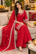 Red Silk Blend with Inner Embroidered Straight Kurta & Pant With Dupatta