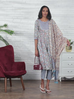 Load and play video in Gallery viewer, Blue Pure Cambric Cotton Printed Kurta Set With Dupatta