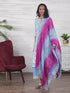 Blue Pure Cambric Cotton Floral Printed Kurta Set With Dupatta