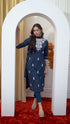 Navy Blue Pure Cambric Cotton Embroidered Kurta Set With Dupatta