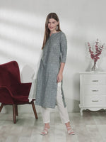 Load and play video in Gallery viewer, Grey And White  Pure Cambric Cotton Printed Kurta Set With Dupatta