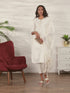 Off-White Pure Cambric Cotton Floral Embroidered Kurta Set With Dupatta