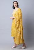 Yellow Pure Cambric Cotton Embroidered Kurta Set With Dupatta