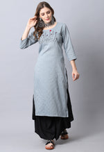Load image into Gallery viewer, Grey Rayon Viscose Embroidered Kurti