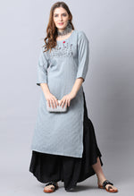 Load image into Gallery viewer, Grey Rayon Viscose Embroidered Kurti
