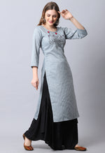 Load image into Gallery viewer, Grey Rayon Viscose Embroidered Kurti