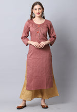 Load image into Gallery viewer, Brown Rayon Viscose Embroidered Kurti