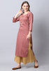 Brown Rayon Viscose Embroidered Kurti