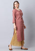 Brown Rayon Viscose Embroidered Kurti