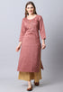 Brown Rayon Viscose Embroidered Kurti
