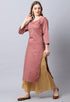 Brown Rayon Viscose Embroidered Kurti