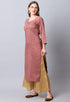 Brown Rayon Viscose Embroidered Kurti