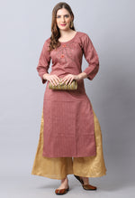 Load image into Gallery viewer, Brown Rayon Viscose Embroidered Kurti