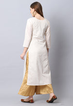Load image into Gallery viewer, Off-White Chanderi Embellished Kurti
