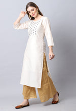 Load image into Gallery viewer, Off-White Chanderi Embellished Kurti