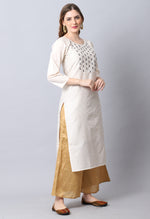 Load image into Gallery viewer, Off-White Chanderi Embellished Kurti
