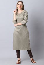 Load image into Gallery viewer, Olive  Rayon Viscose Embroidered Kurti
