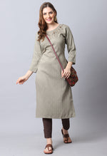 Load image into Gallery viewer, Olive  Rayon Viscose Embroidered Kurti