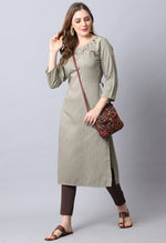 Load image into Gallery viewer, Olive  Rayon Viscose Embroidered Kurti
