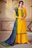 Yellow Pure Jam Silk Cotton Embroidered Salwar Suit Material