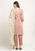 Mauve Pink Chanderi Floral Embroidered Kurta Set With Dupatta